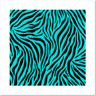 Turquoise Zebra Print Posters and Art